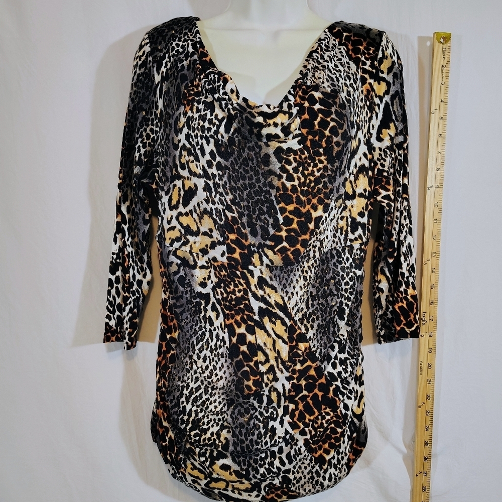 Chaus Leopard Print Women's Blouse - Black, Brown, Cream